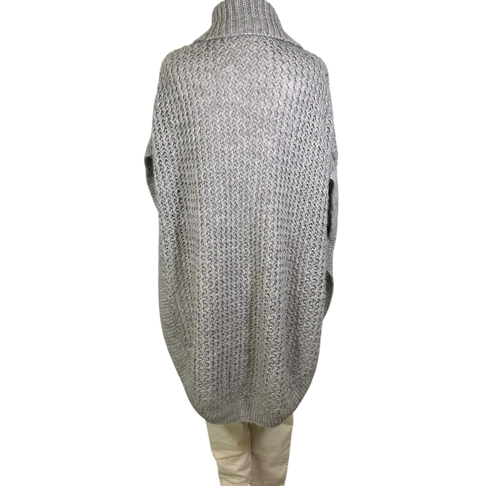 LC Lauren Conrad Chunky Knit Poncho Sweater Gray Cowl Neck Oversized Cape 1 Size - Picture 3 of 8